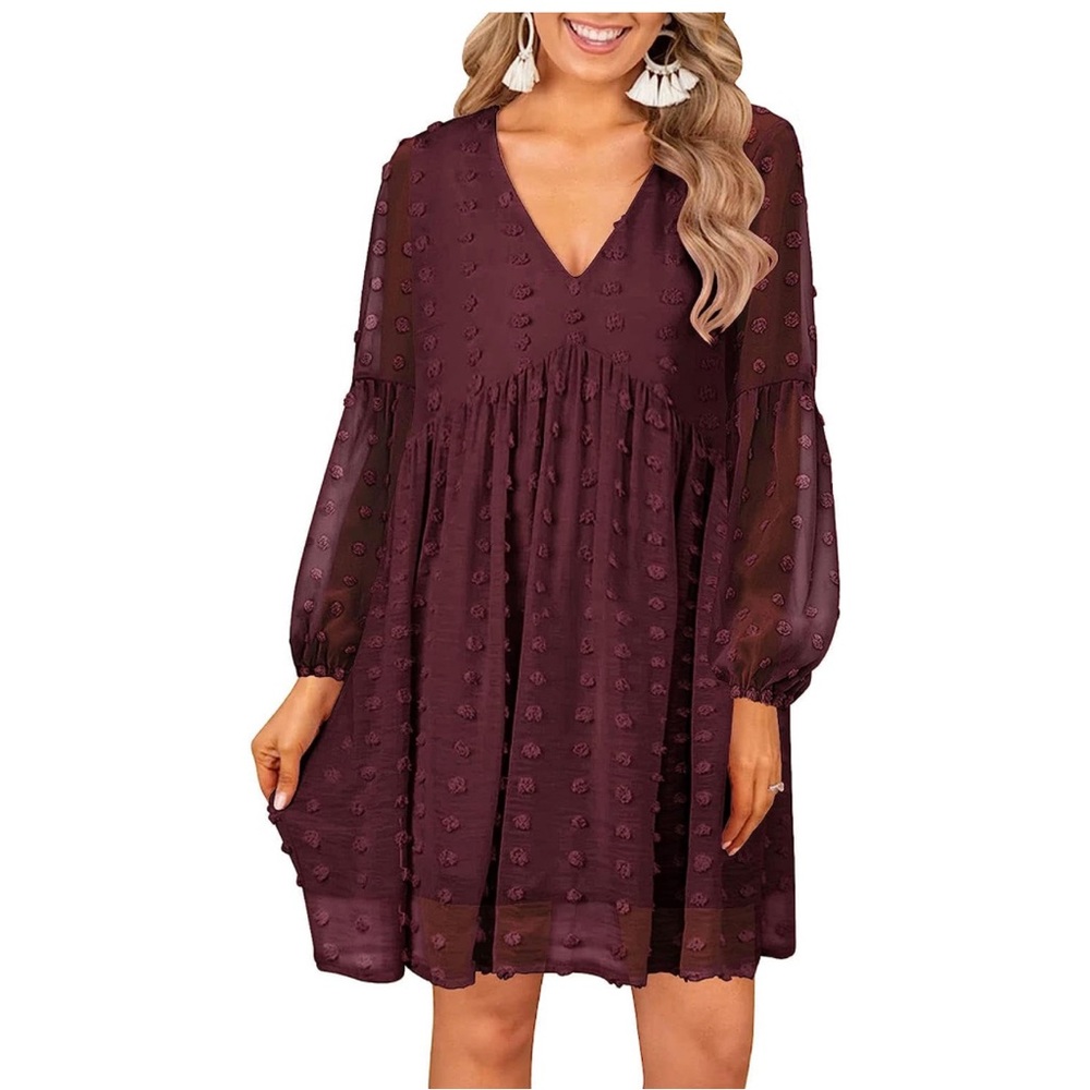 NWT XXL MIHOLL Women's V Neck Short Sleeve Ruffle Loose Summer Flowy Mini Dress